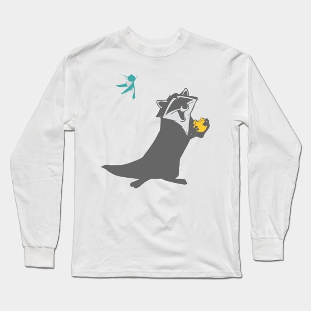 Bird and Raccoon Long Sleeve T-Shirt by beefy-lamby
